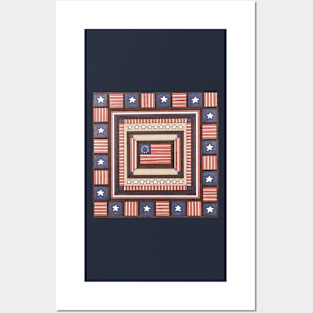 Stars and Stripes Color Square Posters and Art